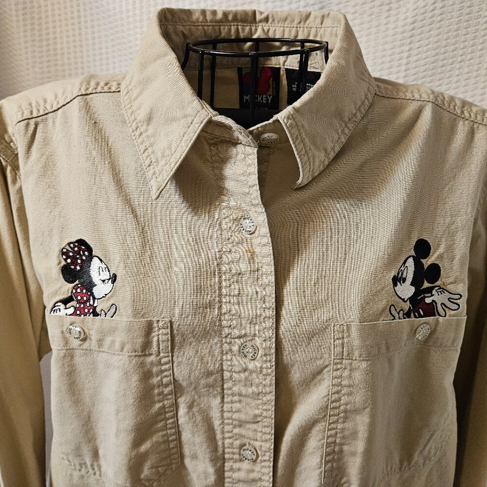 Disney Limited Jerry Leigh Whimsical Safari Mickey & Minnie Kiss Shirt Sz L - Picture 7 of 14